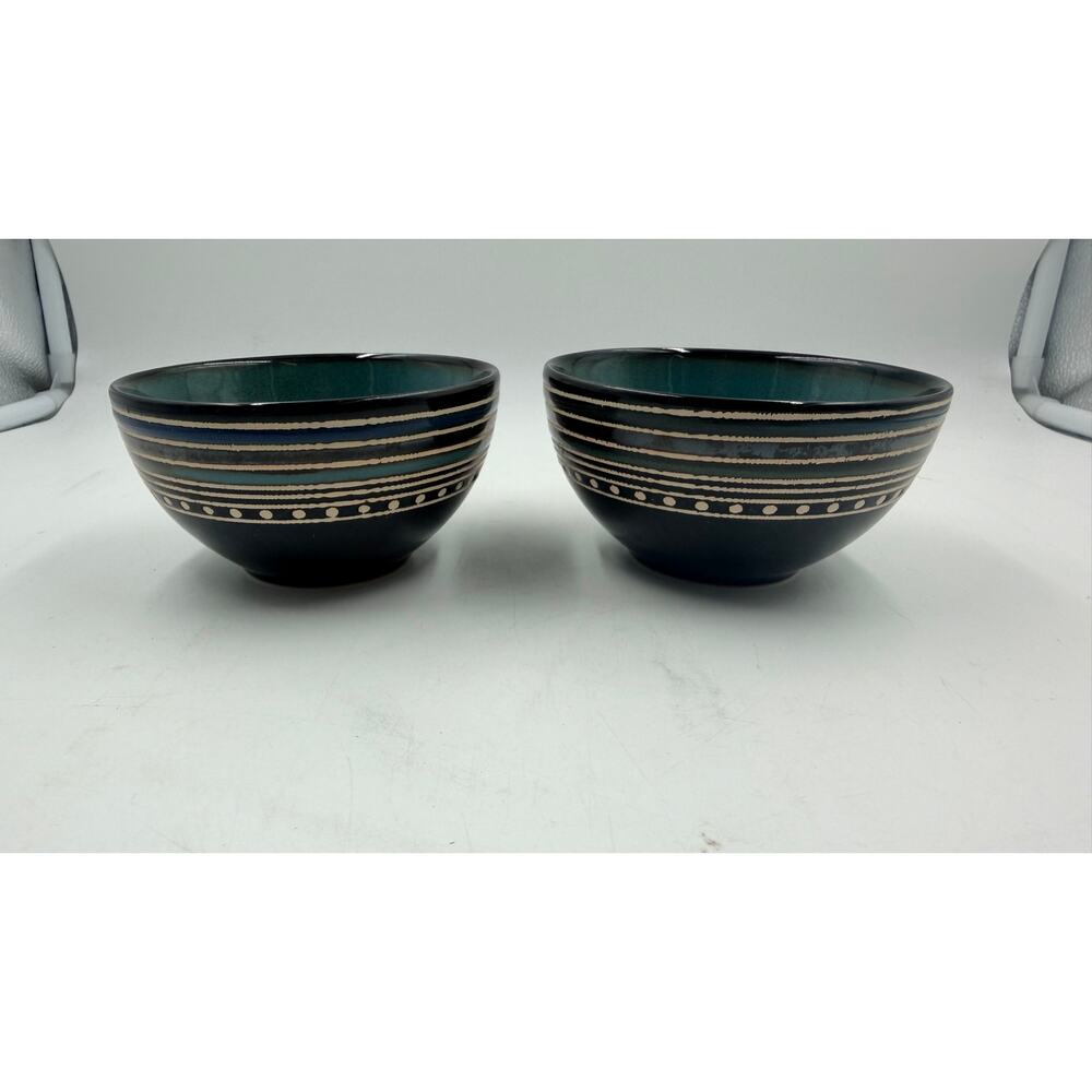 Set of 2 Dessert Bowls 4.5 inch Cafe Versailles Blue by GIBSON ELITE